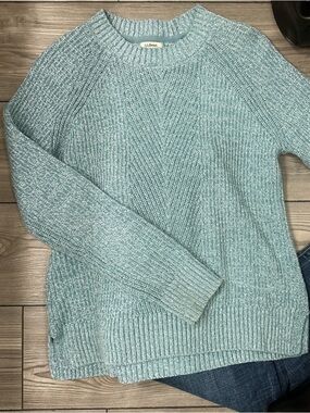 L.L. Bean Crewneck Sweater Seafoam Green Chunky Knit Pullover Women’s